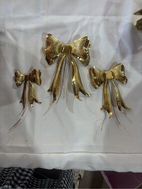 Gold Metallic Decorative Bow Set - 3 Pieces vintage home interiors